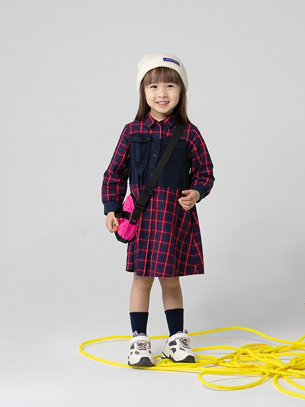 sunnywhite2021秋冬季紫色格子衬衫裙