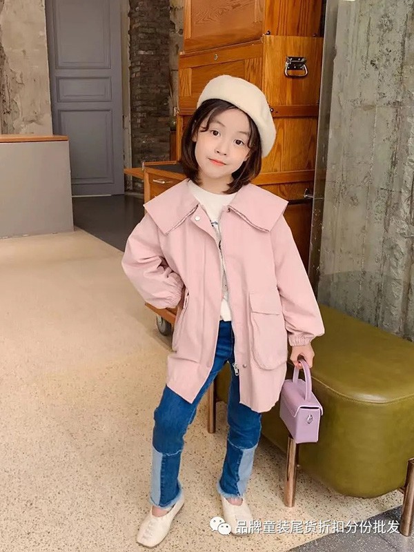 武林兵团童装2021秋冬季粉色娃娃领外套
