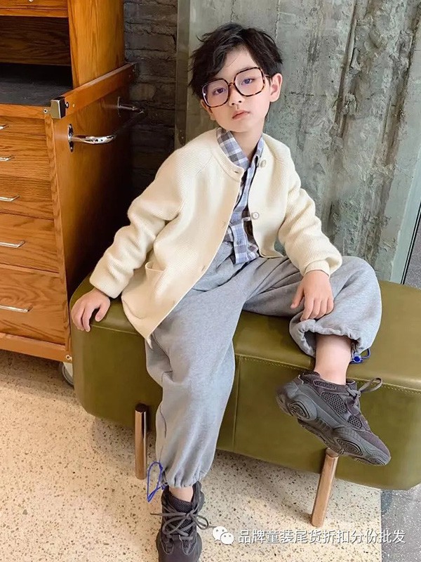 武林兵团童装2021秋冬季灰色纯色长裤
