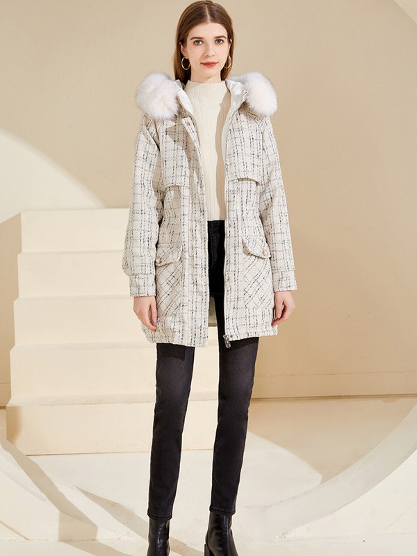 音菲梵2021秋冬季米色纯色派克服