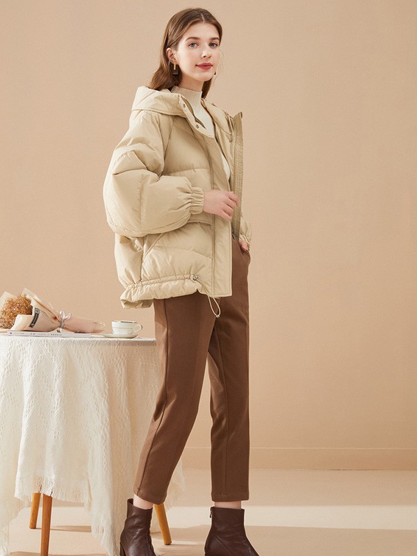 音菲梵2021秋冬季卡其色纯色棉服