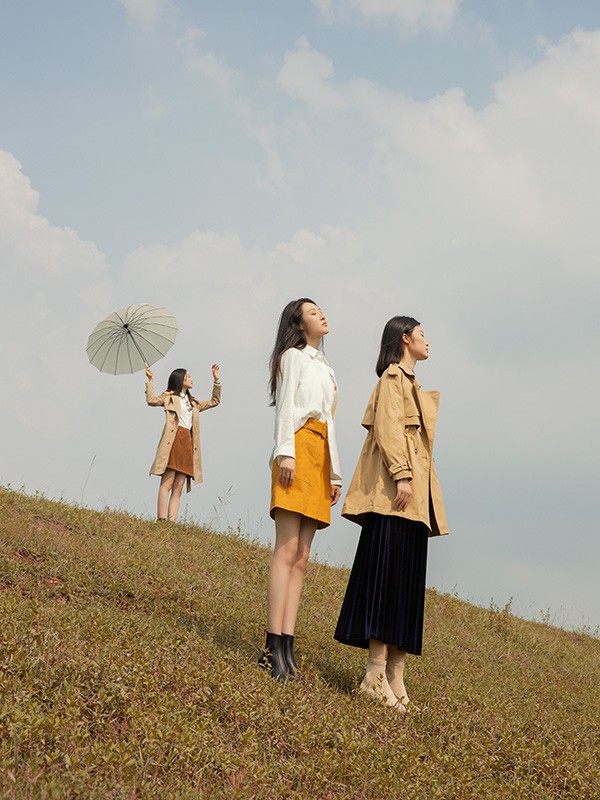 荣子女装2021秋冬季黄色纯色短裙