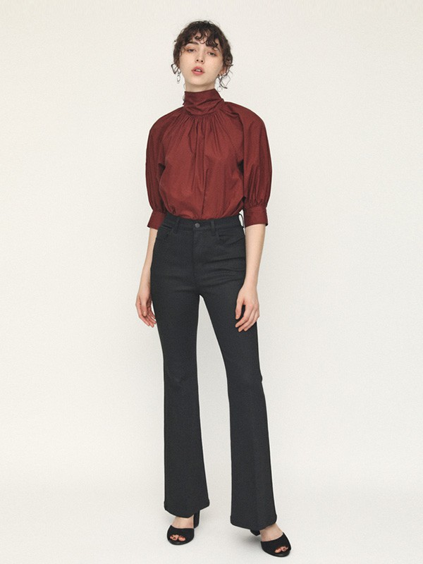 SLY女装2022秋冬季酒红色衬衫