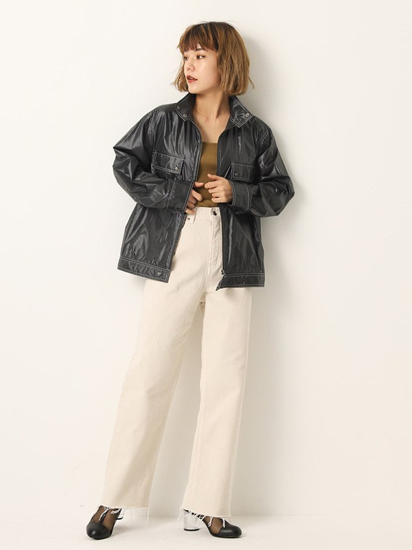 SLY女装2022秋冬季黑色皮衣