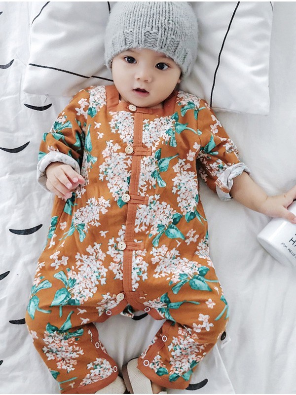 旺贝特童装2022秋冬季橙色连体裤