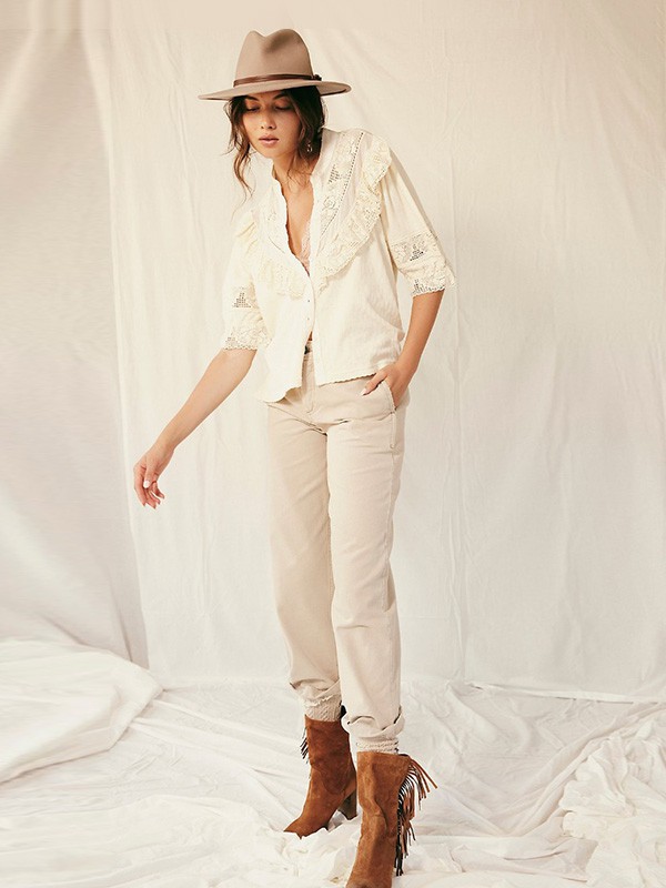 FreePeople2022秋冬季白色长裤