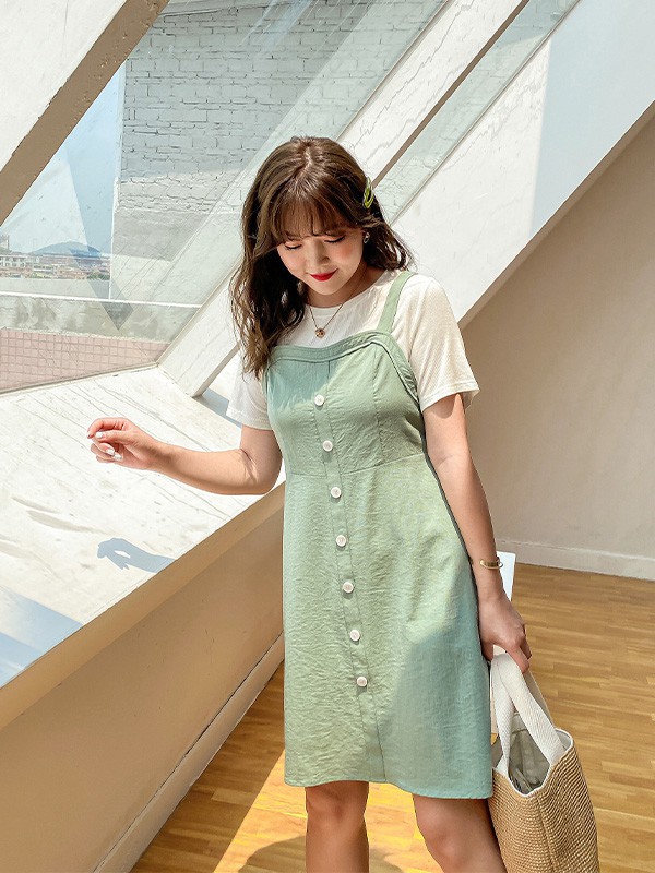 蓝若水2022秋冬季绿色连衣裙