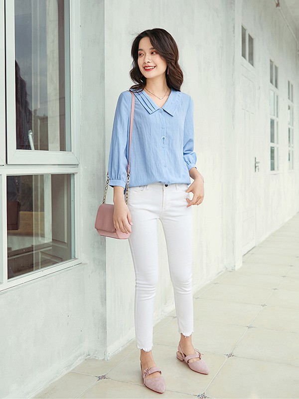 艾路丝婷女装2022秋冬季白色长裤