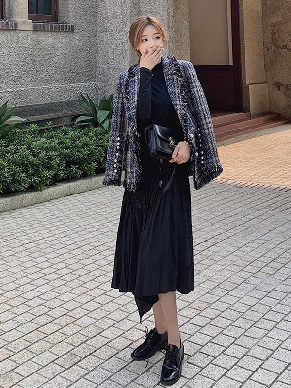 爱丽缇2022秋冬季黑色连衣裙