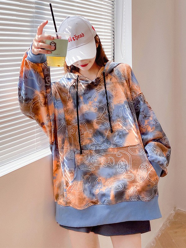 叶枫翎女装2022秋冬季拼色卫衣