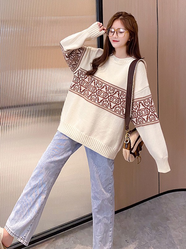 叶枫翎女装2022秋冬季白色毛衣