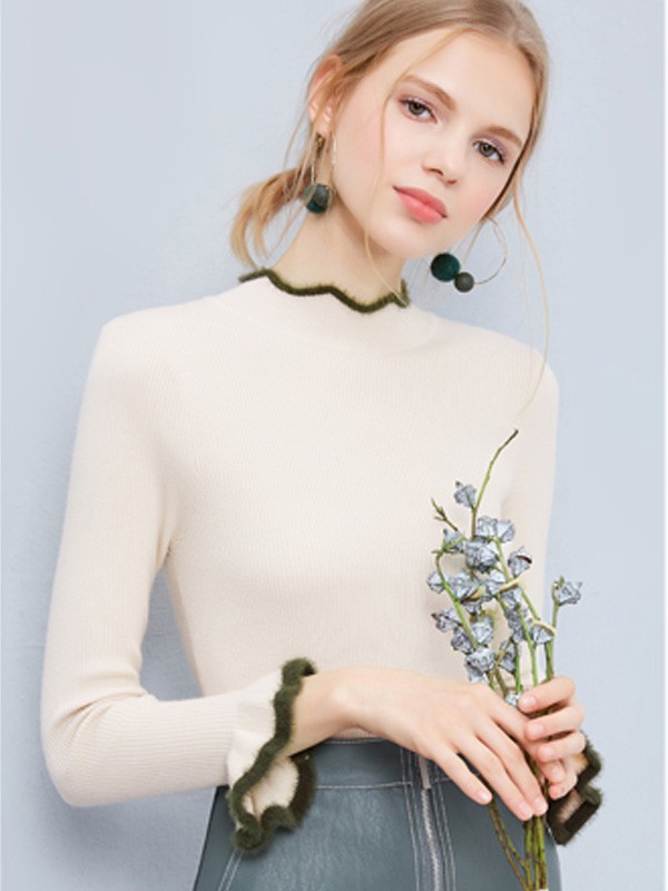 晴碧琳2022秋冬季白色针织衫