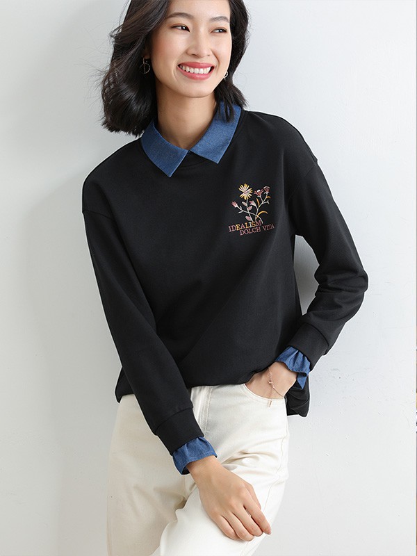 熙世界女装2022秋冬季黑色T恤