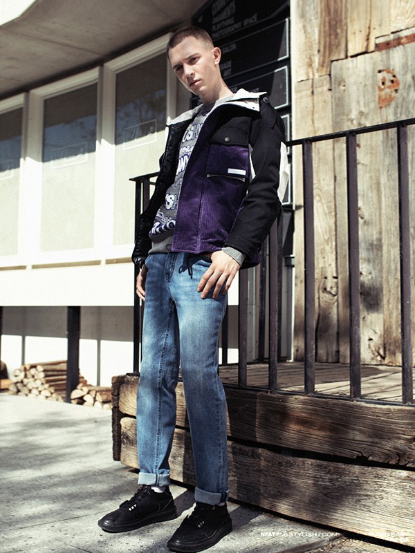 微高男装2022秋冬季藏蓝色长裤