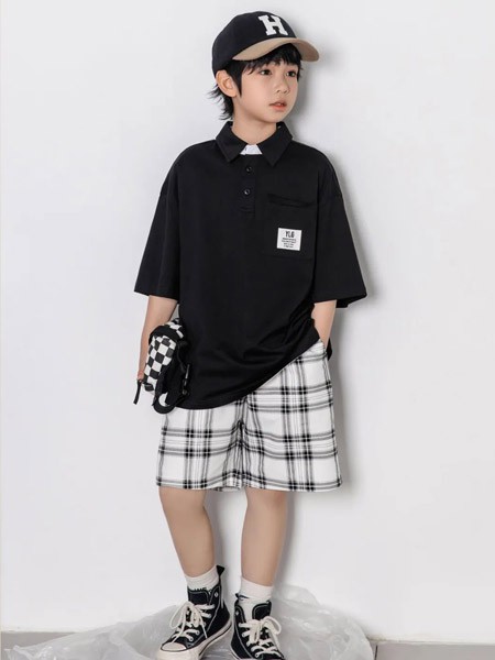 sunshine暖晞童装2022春夏季黑色polo衫