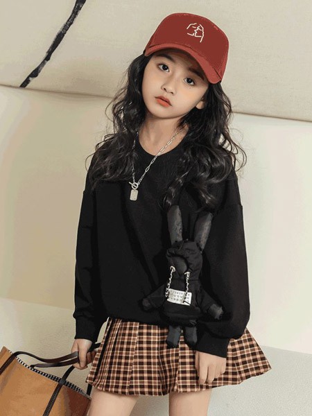 sunshine暖晞童装2022春夏季黑色卫衣