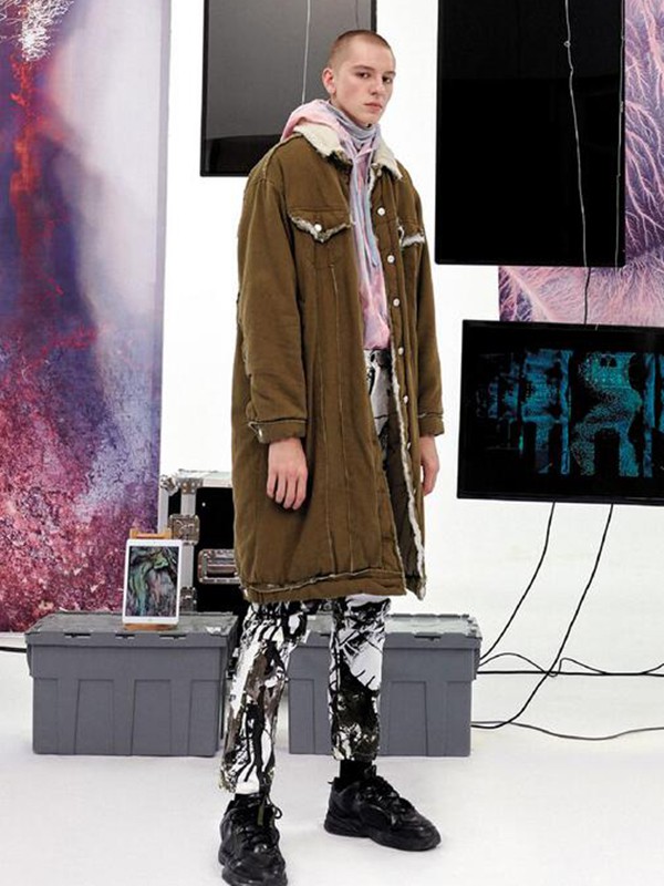 KM男装2022秋冬季军绿色外套