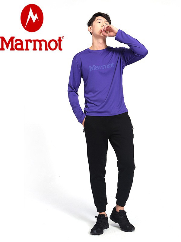 土拨鼠运动装2022秋冬季紫色T恤