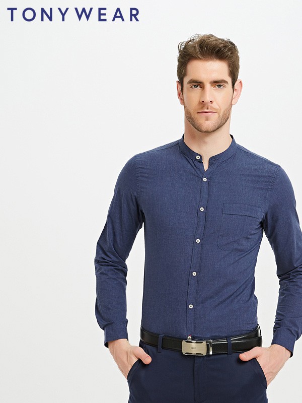 汤尼威尔2022秋冬季蓝色衬衫