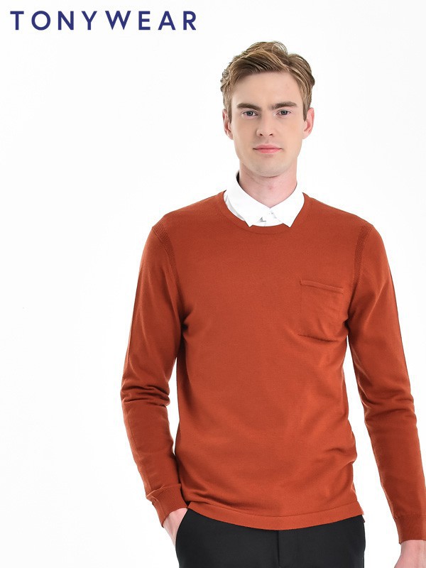 汤尼威尔2022秋冬季橙色针织衫