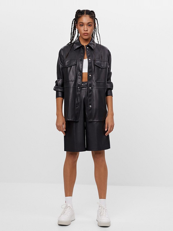 巴适卡休闲装2022秋冬季黑色外套