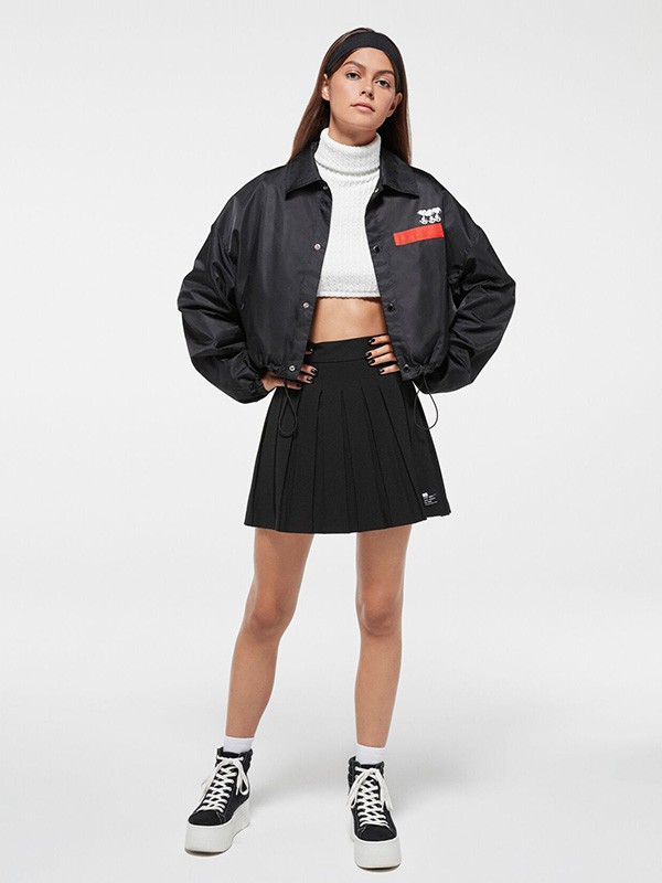 巴适卡休闲装2022秋冬季黑色短裙