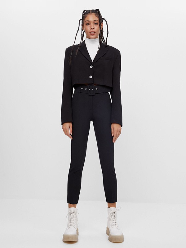 巴适卡休闲装2022秋冬季黑色长裤