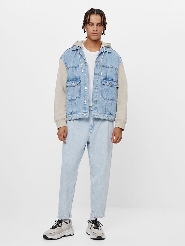 巴适卡休闲装2022秋冬季蓝色阔腿裤