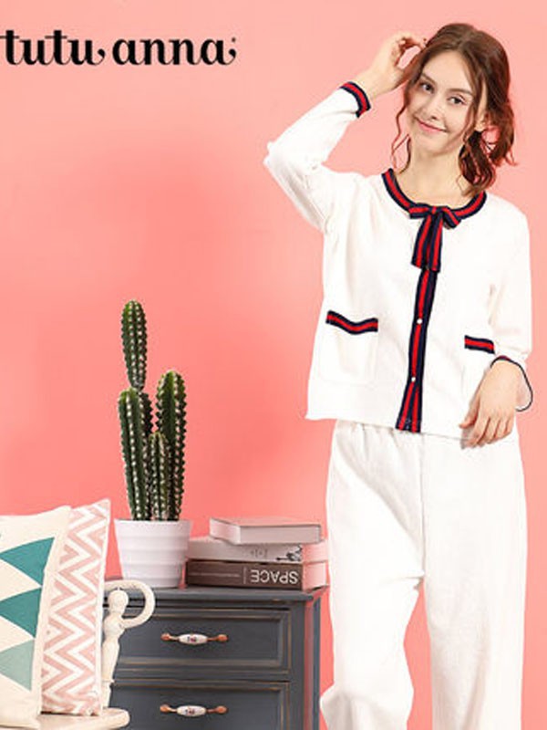 趣趣安娜2022秋冬季白色家居服