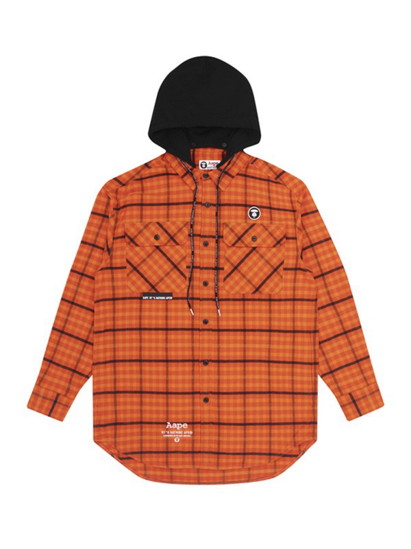 Aape休闲装2022秋冬季橙色衬衫