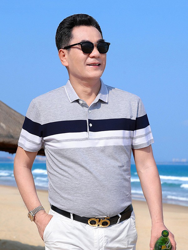 培蒙男装2022春夏季灰色polo衫