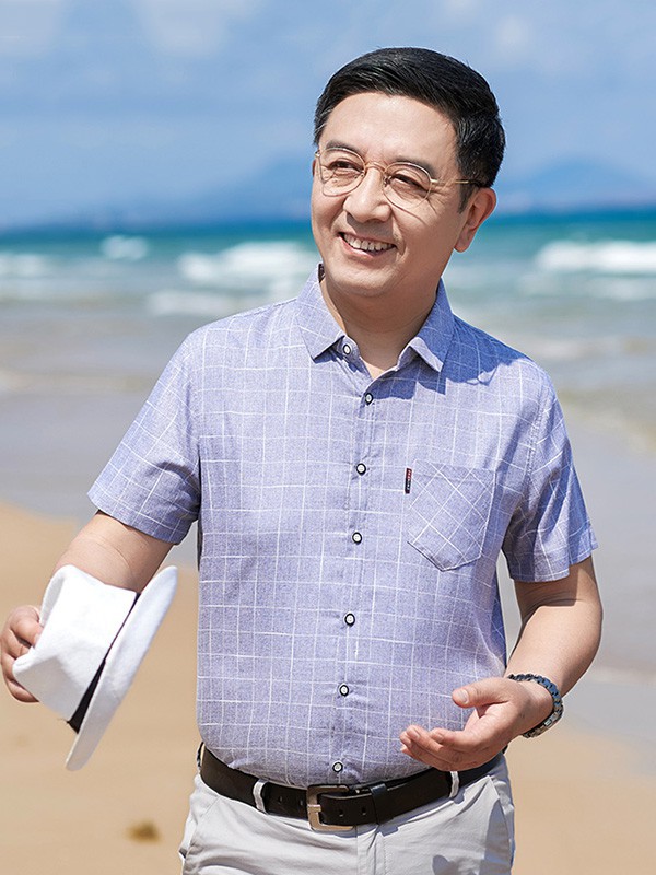 培蒙男装2022春夏季紫色衬衫