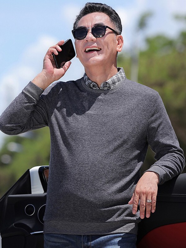 培蒙男装2022秋冬季灰色针织衫