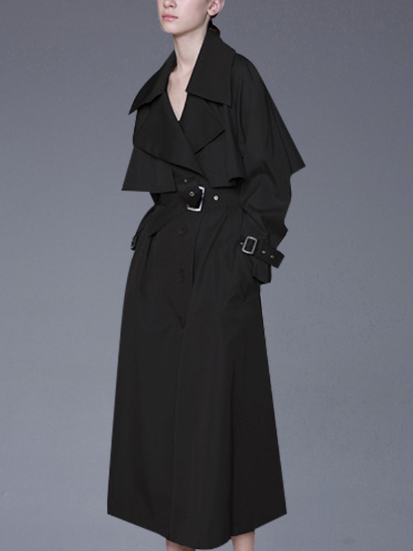 帝柔女装2022秋冬季黑色风衣