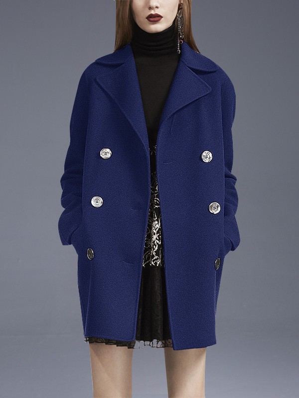 帝柔女装2022秋冬季蓝色大衣
