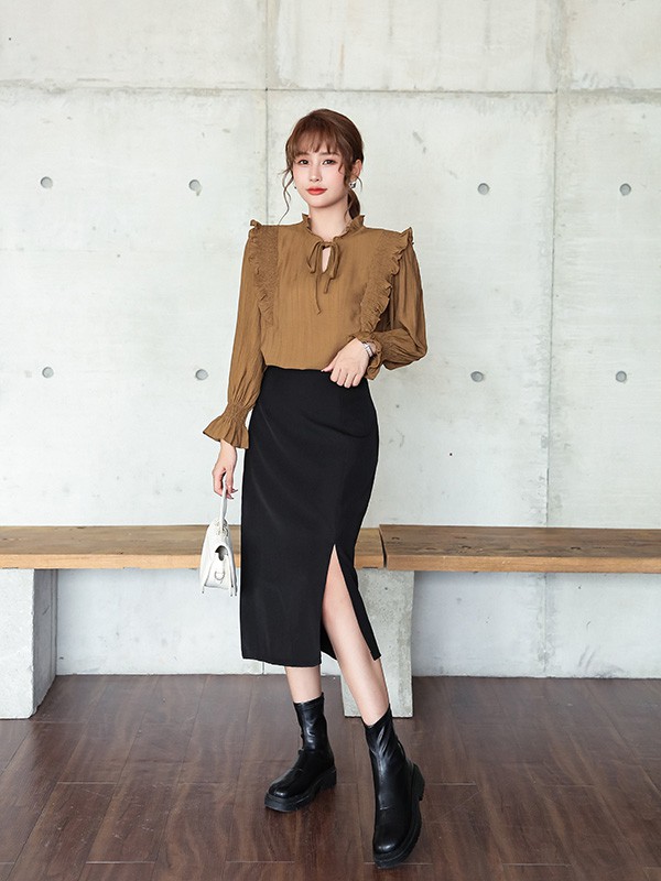 艾诺绮女装2022秋冬季黑色包臀裙