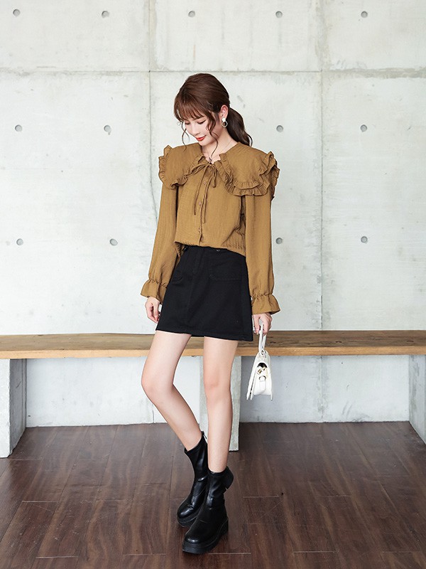 艾诺绮女装2022秋冬季棕色衬衫