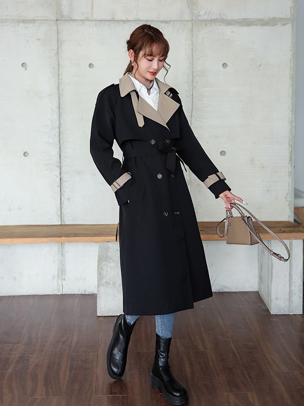 艾诺绮女装2022秋冬季黑色风衣