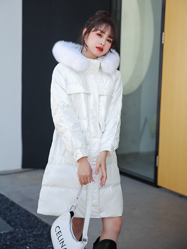 艾诺绮女装2022秋冬季白色棉服