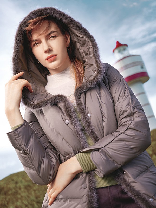 迪图女装2022秋冬季灰色棉服