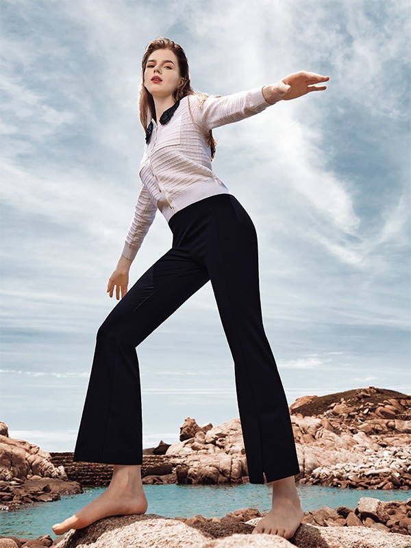 迪图女装2022秋冬季黑色阔腿裤