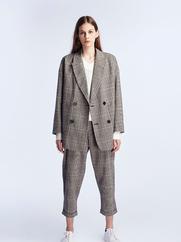 izzue休闲装2022秋冬季灰色西装