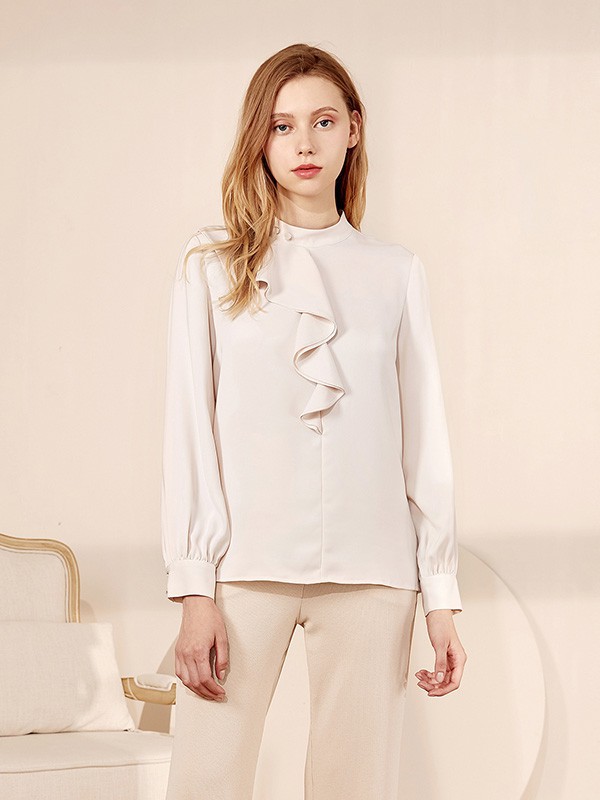 爱居兔女装2022秋冬季白色衬衫