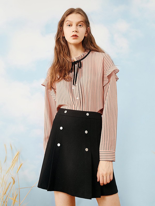 爱居兔女装2022秋冬季黑色短裙