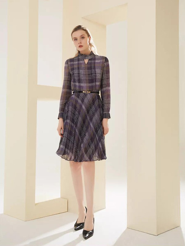 璟逸2022秋冬季紫色衬衫裙