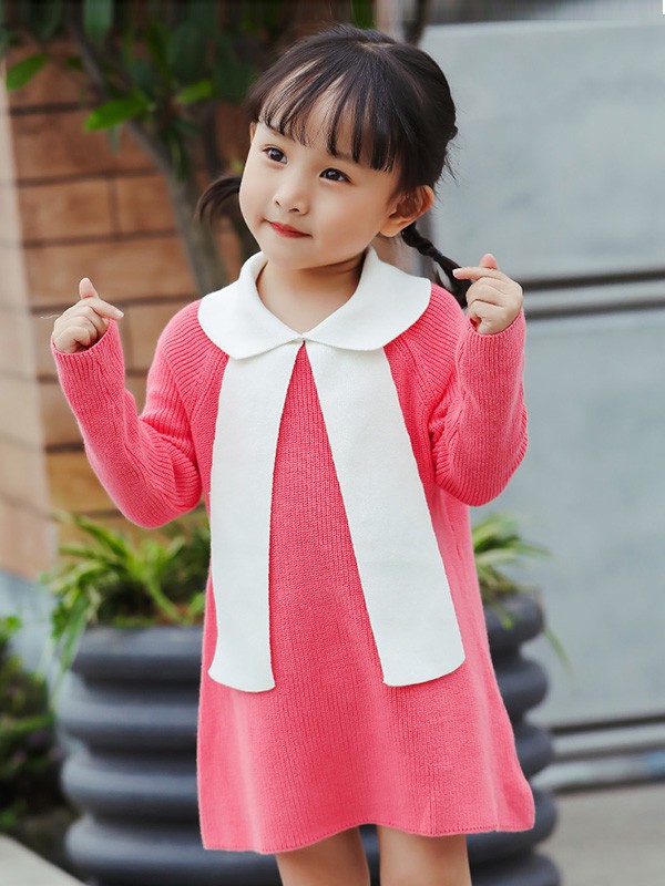 宇宙熊2022秋冬季粉色连衣裙