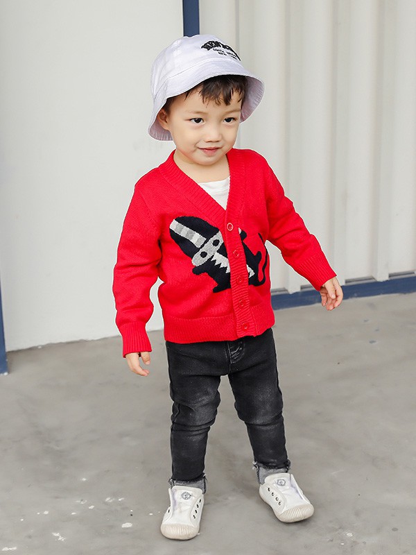 宇宙熊2022秋冬季红色针织衫