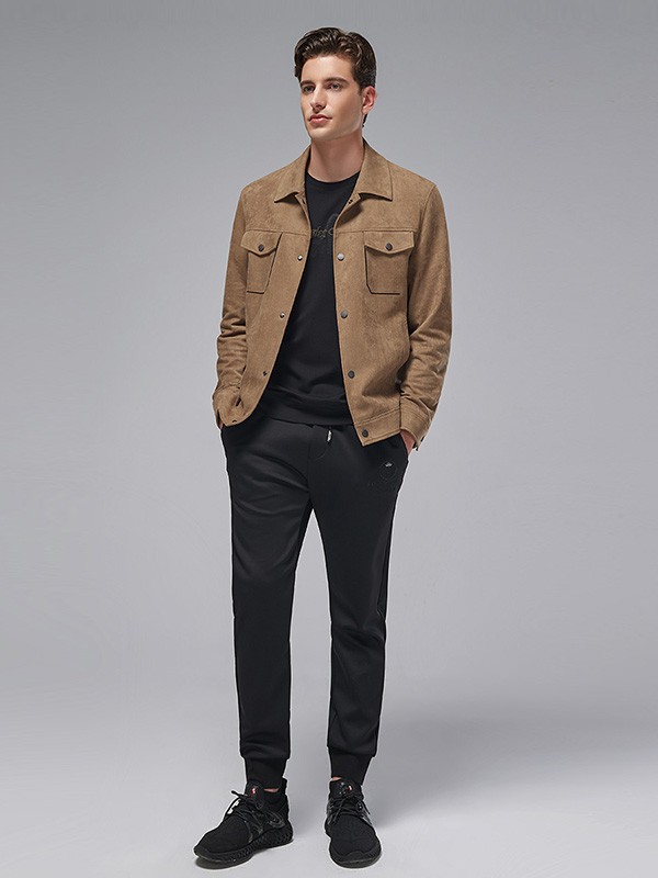 杰尼威尼男装2022秋冬季黑色长裤