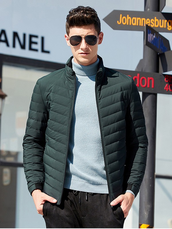 杰尼威尼男装2022秋冬季绿色棉服