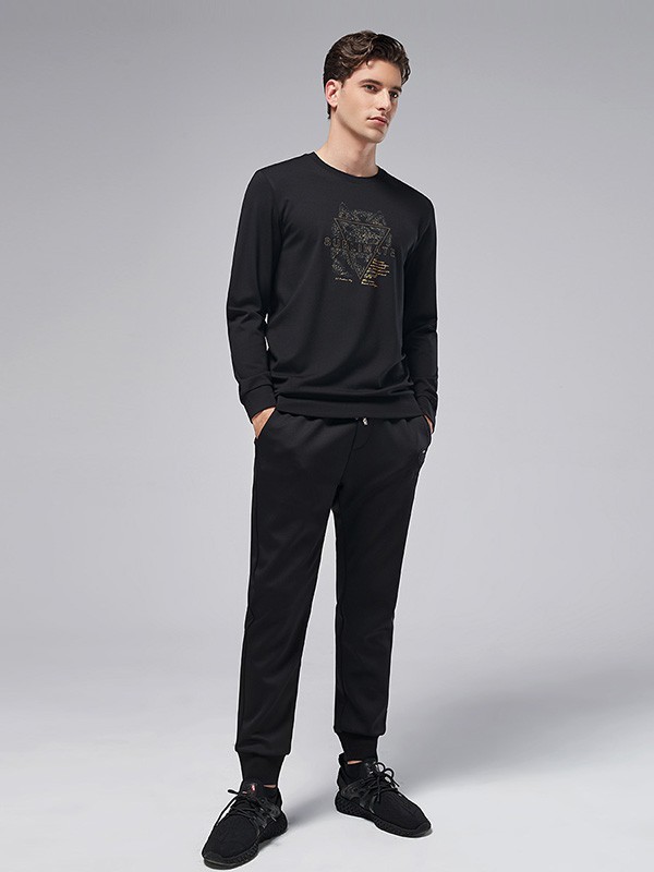 杰尼威尼男装2022秋冬季黑色T恤